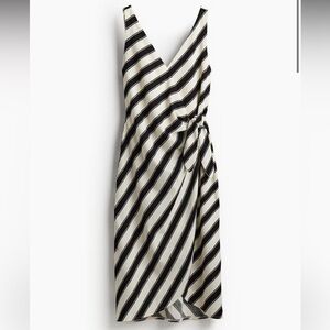 HM Textured Wrap Dress striped black white